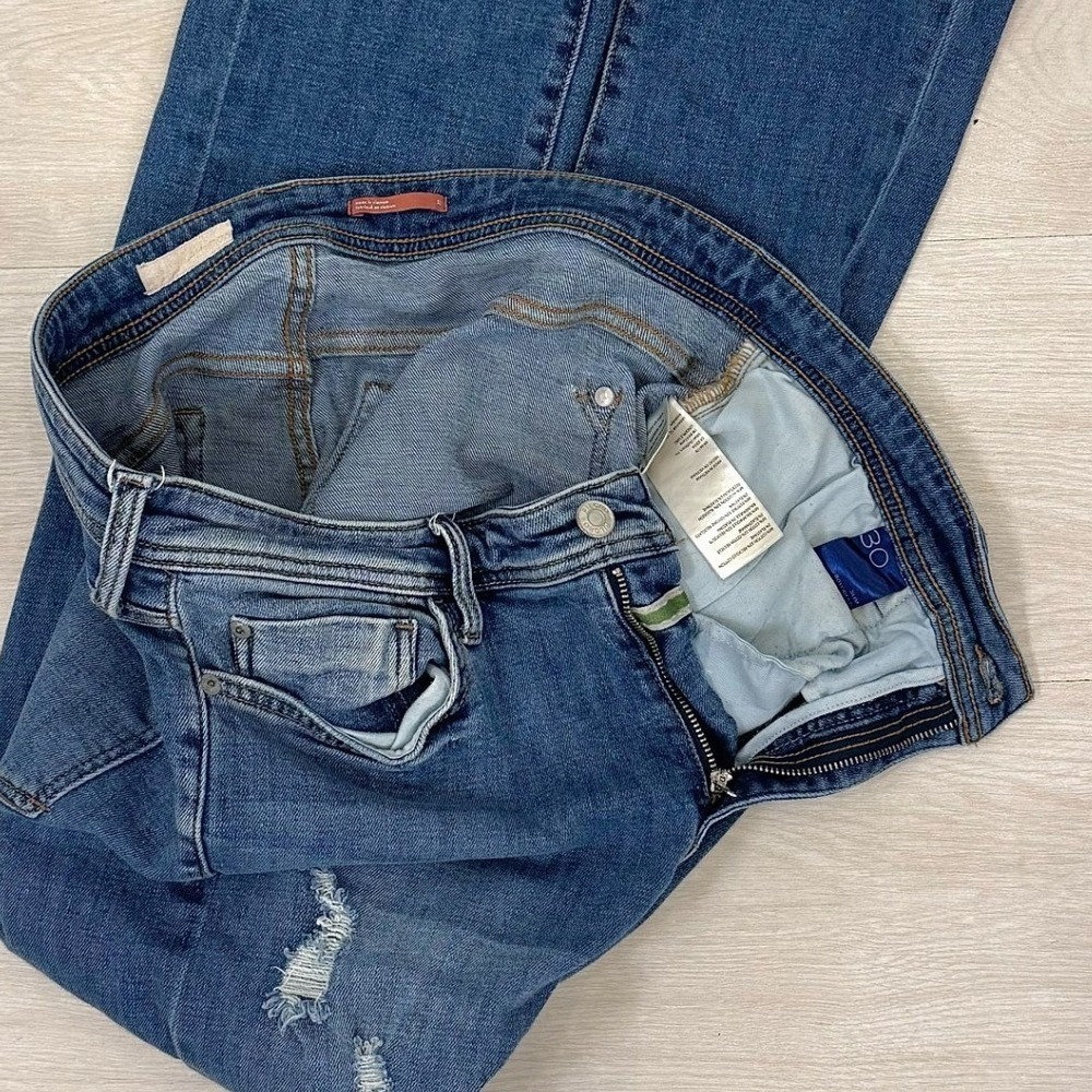 Pilcro Jeans Women 30 Blue Distressed Straight Leg Mid Rise Denim - Picture 5 of 5